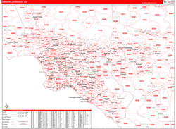 Greater Los Angeles Metro Area Wall Map Red Line Style 2024